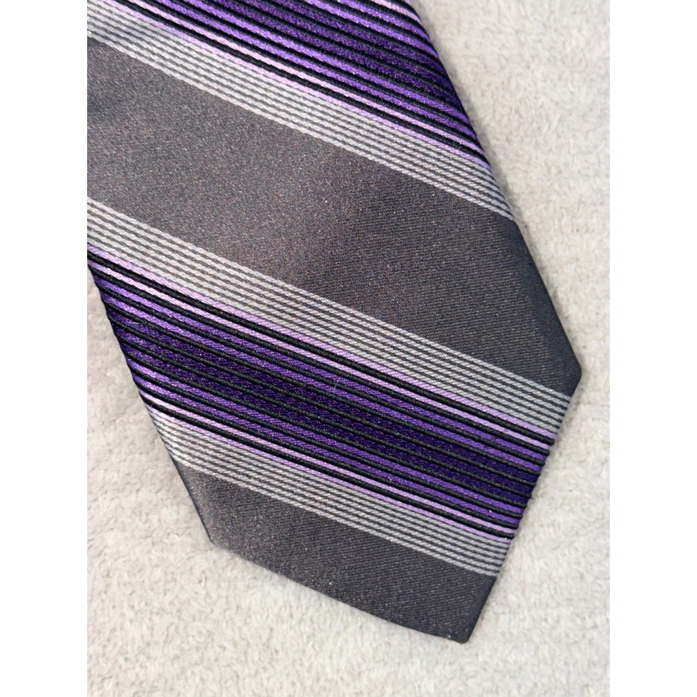 ARROW USA 1951 Slim Necktie Men's Silk Gray Purple Stripe Business Formal
